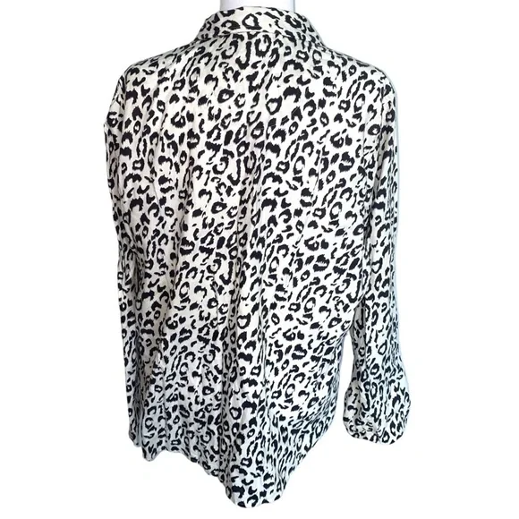 Victoria’s Secret XL Black White Animal Print Button Up Pajama Top (Top Only) - Picture 3 of 4